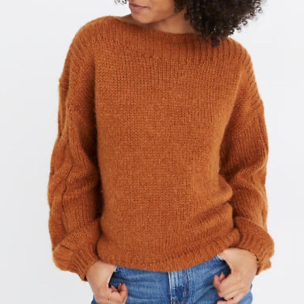 Madewell Cable Sleeve Boatneck Sweater